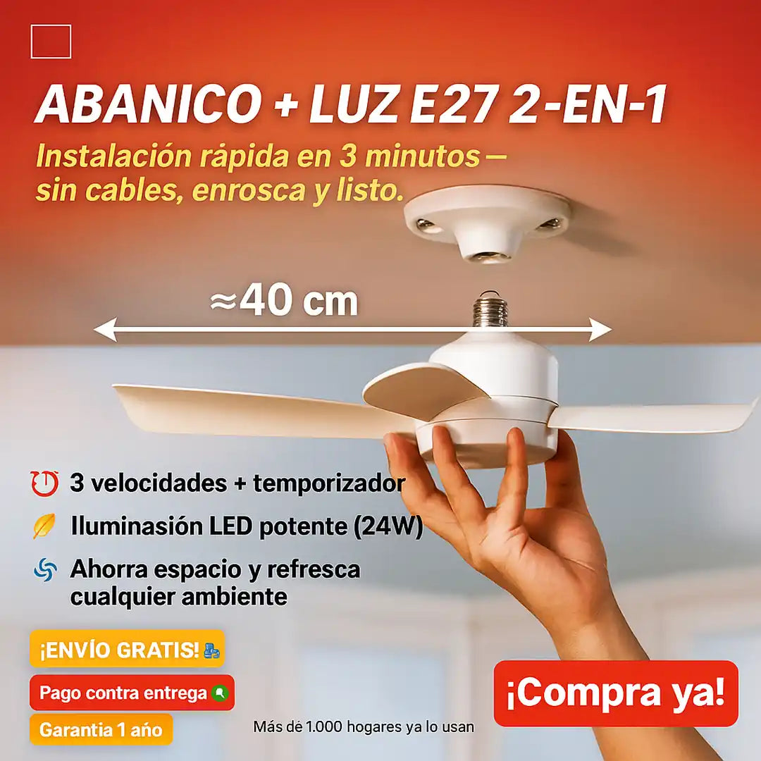 Ventilador de techo portátil 2 en 1 con luz y control remoto ✨🌀