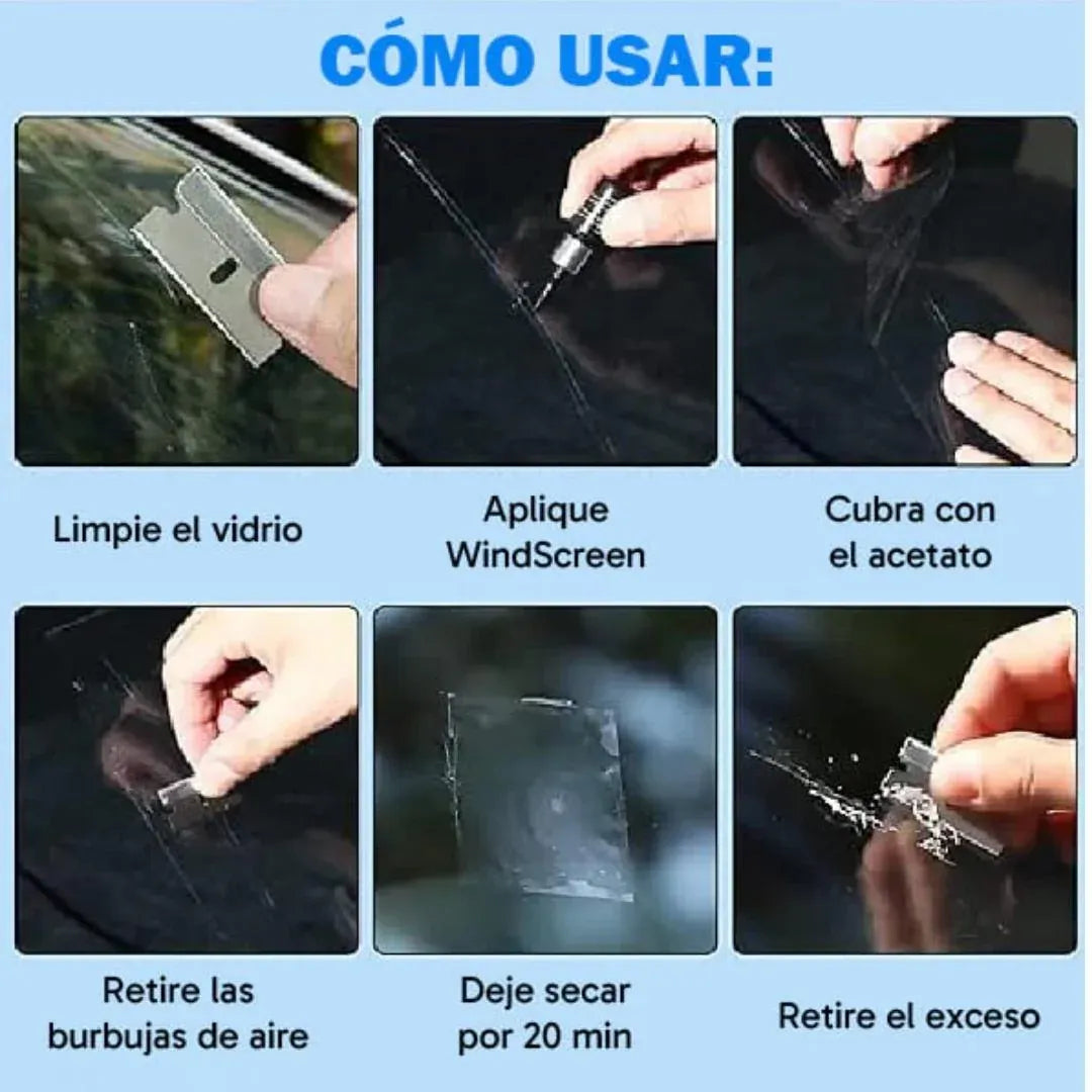 Kit Reparador de cristales VidrioFix® – Repara parabrisas, pantallas y espejos al instante.